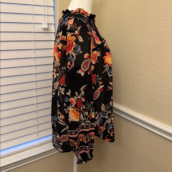 LOFT Paisley and Floral Print Long Sleeve Blouse Smocked Women's Small - Picture 5 of 13